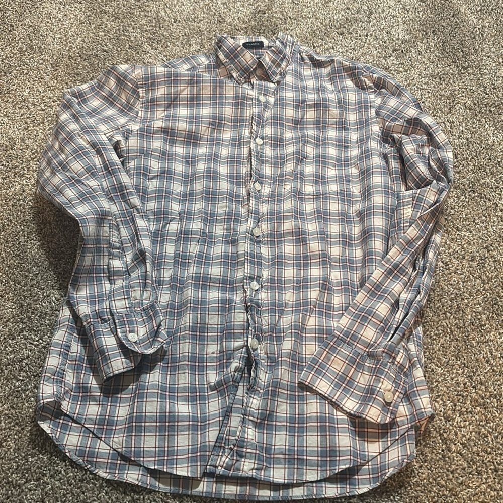 J. Crew Factory Blue and Red Casual Button Down Shirt Size small